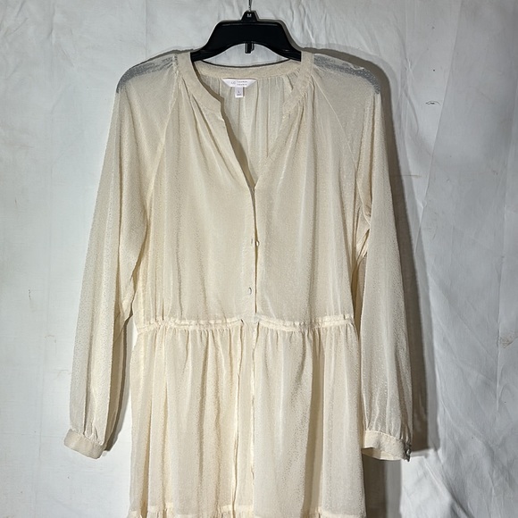 Lauren Conrad Ivory Sheer  Long Sleeve Dress Size Large - Picture 2 of 6